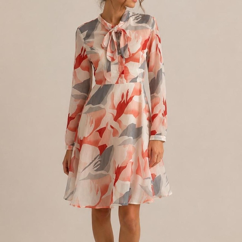 ANONYME Designers Floral Tie Neck‎ Dress NWOT Small